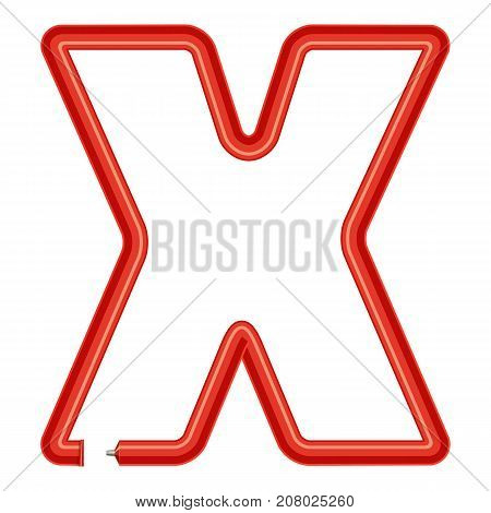Letter x plastic tube icon. Cartoon illustration of letter x plastic tube vector icon for web
