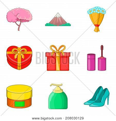 Pulchritude icons set. Cartoon set of 9 pulchritude vector icons for web isolated on white background