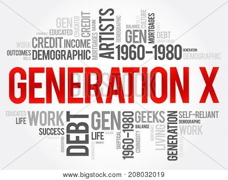 Generation X Word Cloud Concept Collage Background
