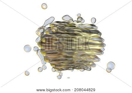 Golgi apparatus of the cell, close-up view, 3D illustration. Golgi apparatus is an organelle which has functions of cellular central delivery system