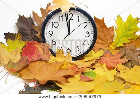 Isolated Electronic Wall Clock. Autumn Abstraction.