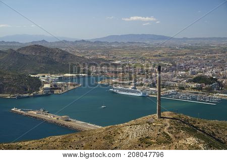 View on Mediterranean Sea from artillery battery Cenizas in Murcia Spain