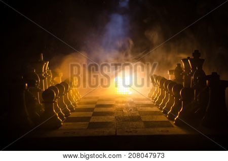 Chess Board Game Concept Of Business Ideas And Competition And Strategy Ideas Concep. Chess Figures