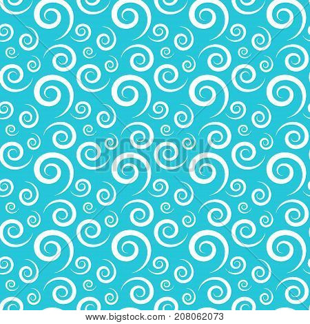 Seamless vector pattern with decorative swirls on blue background