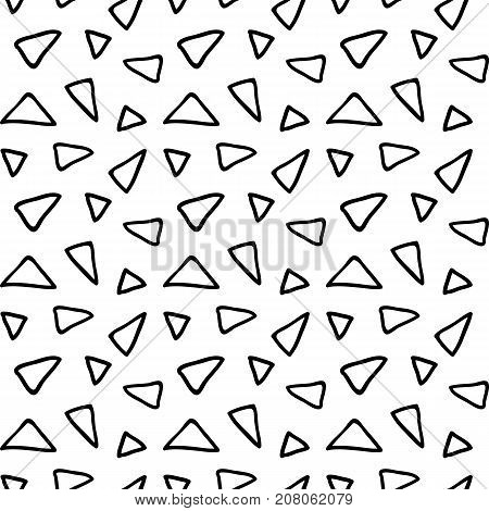 Seamless vector pattern with chaotic hand drawn triangles
