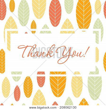Greeting autumn card with Thank You lettering