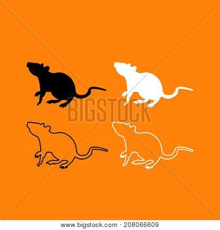 Rat Black And White Set Icon.