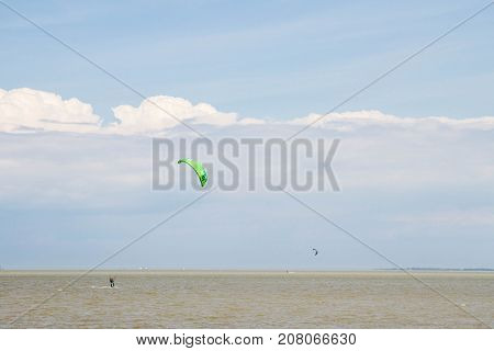 Windsurfing On The Beach Of The Big Izhora Gulf Of Finland