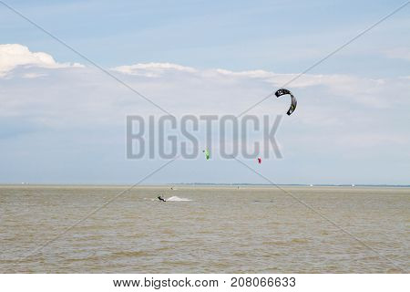 Windsurfing On The Beach Of The Big Izhora Gulf Of Finland