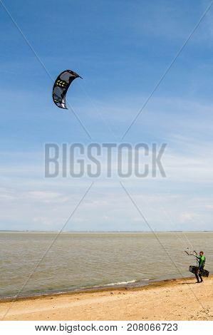 Windsurfing On The Beach Of The Big Izhora Gulf Of Finland