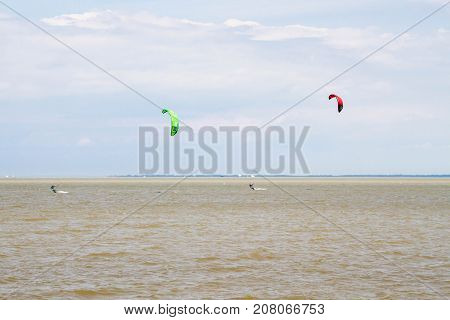 Windsurfing On The Beach Of The Big Izhora Gulf Of Finland