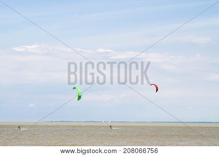 Windsurfing On The Beach Of The Big Izhora Gulf Of Finland