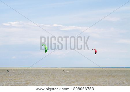 Windsurfing On The Beach Of The Big Izhora Gulf Of Finland