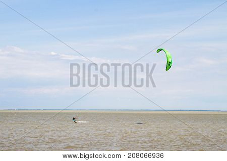 Windsurfing On The Beach Of The Big Izhora Gulf Of Finland