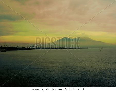 Italy city of Naples the Mt Vesuvius