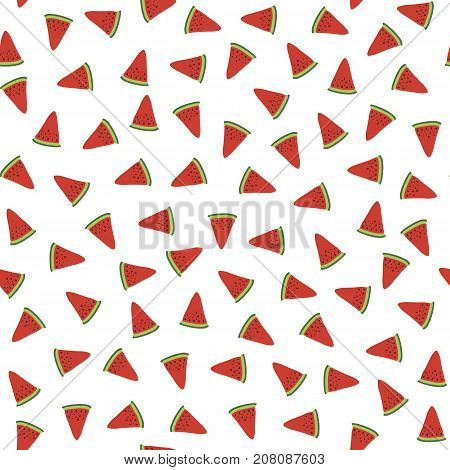 Summer seamless pattern with watermelon on white background