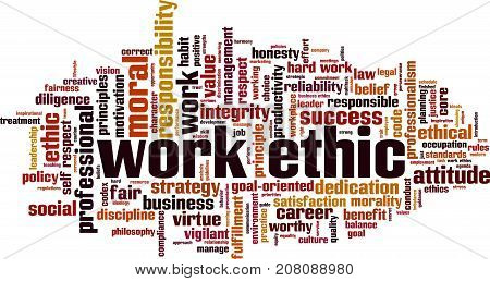 Work ethics word cloud concept. Vector illustration on white