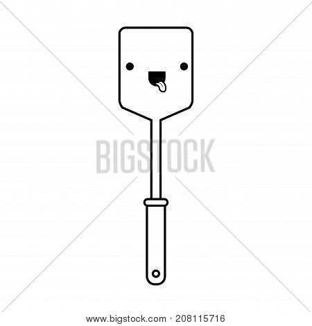 frying square spatula monochrome kawaii silhouette vector illustration