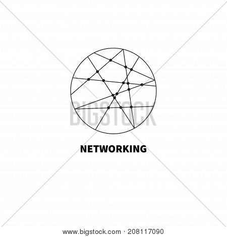 Circle with wires. Round logo networking. Social network icon. Friendships. - stock vector