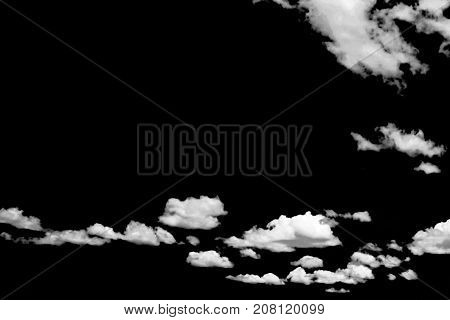 White clouds on black background. sky background