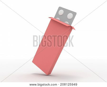 Open Medicine Packet . 3D Rendered Illustration