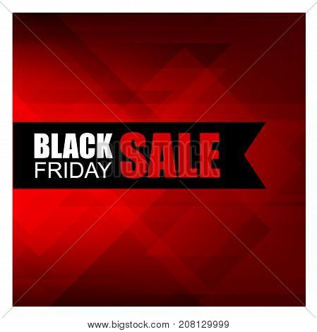 Black Friday Sale banner. Stylish Red-black polygonal background. with a black ribbon and the text Black Friday Discounts . Vector ready template