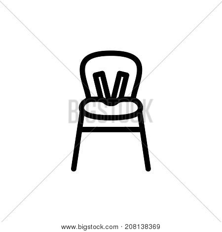 Baby highchair thin line icon. Outline symbol kid high chair for feeding for the design of children's webstie and mobile applications. Outline stroke kid pictograms. Baby safety device in the kitchen.