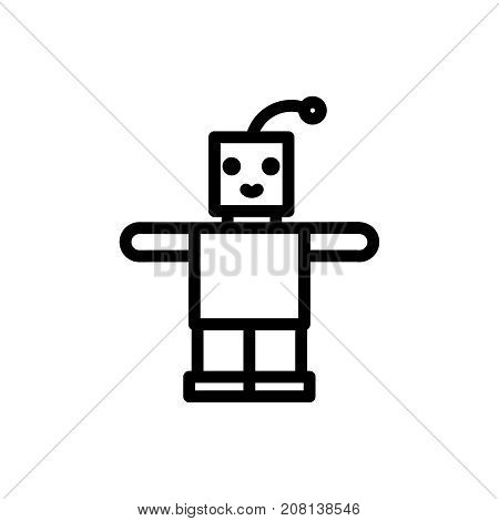 Robot thin line icon. Outline symbol newborn baby toy for the design of children's webstie and mobile applications. Outline stroke kid android pictogram.
