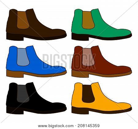 Classic chelsea shoe style boot isolated on white background Flat design Vector Illustration EPS