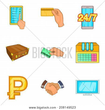 Major bank icons set. Cartoon set of 9 major bank vector icons for web isolated on white background