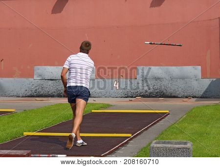13.08.2017.Russia.Saint-Petersburg.Gorodki - a Russian folk sports game. In this game you need specific distances to smash figures made in different ways from five wooden cylinders.