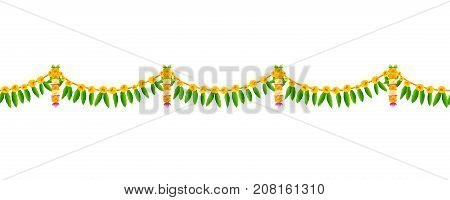 illustration of Flower garland decoration toran for Happy Diwali Holiday background