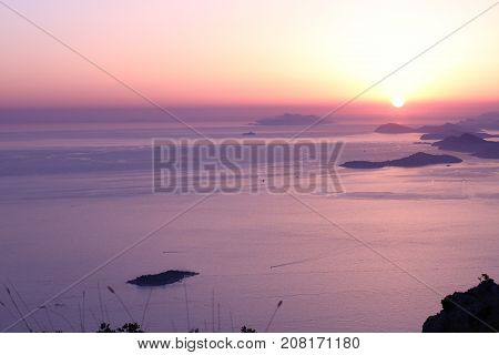 Sunset over the Adriatic Sea Croatia in summer.