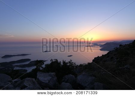 Sunset over the Adriatic Sea Croatia in summer.