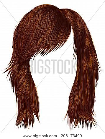 trendy  woman  hairs Red Ginger color . medium length . beauty style . realistic  3d .