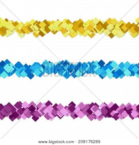Seamless chaotic square pattern text divider line design set - vector graphic design elements