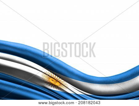 Grunge colorful flag Argentina with copyspace for your text or images,isolated on white background. Close up, fluttering downwind.