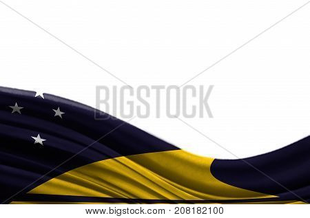 Grunge colorful flag Tokelau with copyspace for your text or images,isolated on white background. Close up, fluttering downwind.