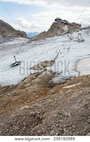People Hiking Around Dachstein Hunerkogel Mountain Station, Alps, Austria