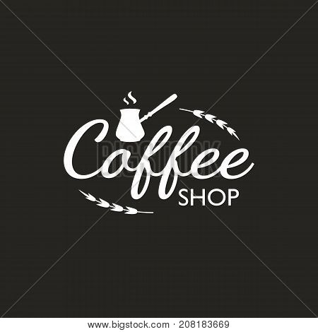 Vintage Coffee logo template, badge and design elements. Logotype for coffee shop, cafe, restaurant. Vector illustration. Hipster and retro style.