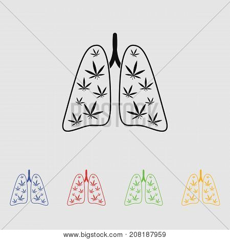 marijuana lungs vector icon for web and mobile