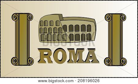 Roman Coliseum image with text and columns