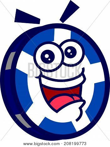 Cute happy poker chip character smiling isolated