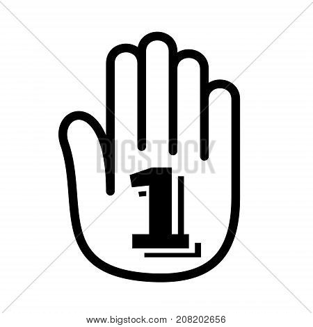 Hand one first number palm open logo icon. Outline illustration of hand open palm with one first number open vector illustration for print or web design.