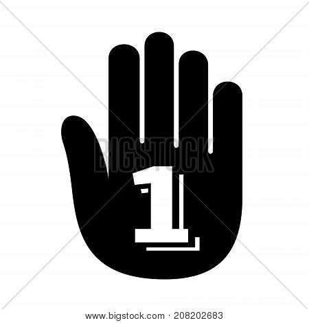 Hand one first number palm open logo icon. Simple illustration of hand open palm with one first number open vector illustration for print or web design.