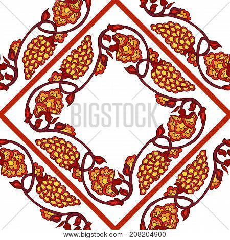 Seamless traditional chinese pattern with floral ornament. Stock vector illustration.