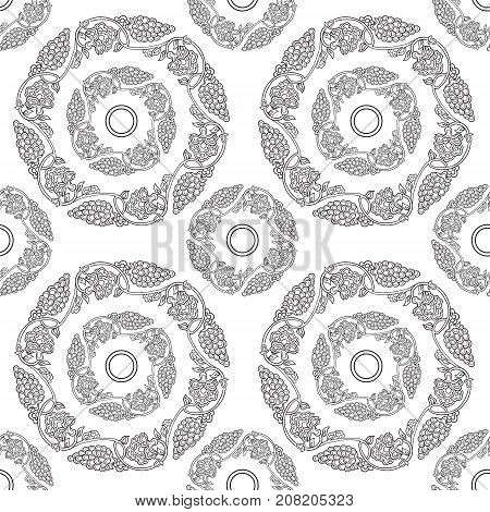 Seamless traditional chinese pattern with floral ornament. Stock vector illustration.
