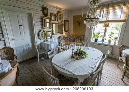 Vaxjo Sweden - September 2017. Picture of old scandinavian interior