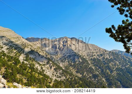 Olympus mountain range at summer in Greece.