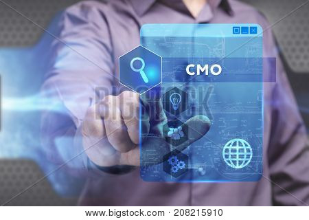 Business, Technology, Internet And Network Concept. Young Businessman Working On A Virtual Screen Of